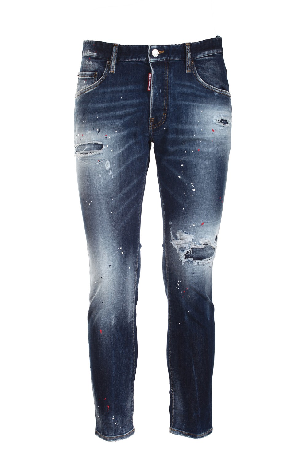 shop DSQUARED2  Jeans: DSQUARED2 jeans in denim di cotone stretch.
Modello Skater.
Vestibilità super slim.
Lavaggio used con abrasioni e spruzzi di vernice.
Chiusura con bottoni.
Label logata sulla patta.
Etichetta logata sul retro.
Composizione: 92% cotone 6% elastomultiester 2% elastan.
Made in Romania.. S74LB1255 S30789-470 number 8327629